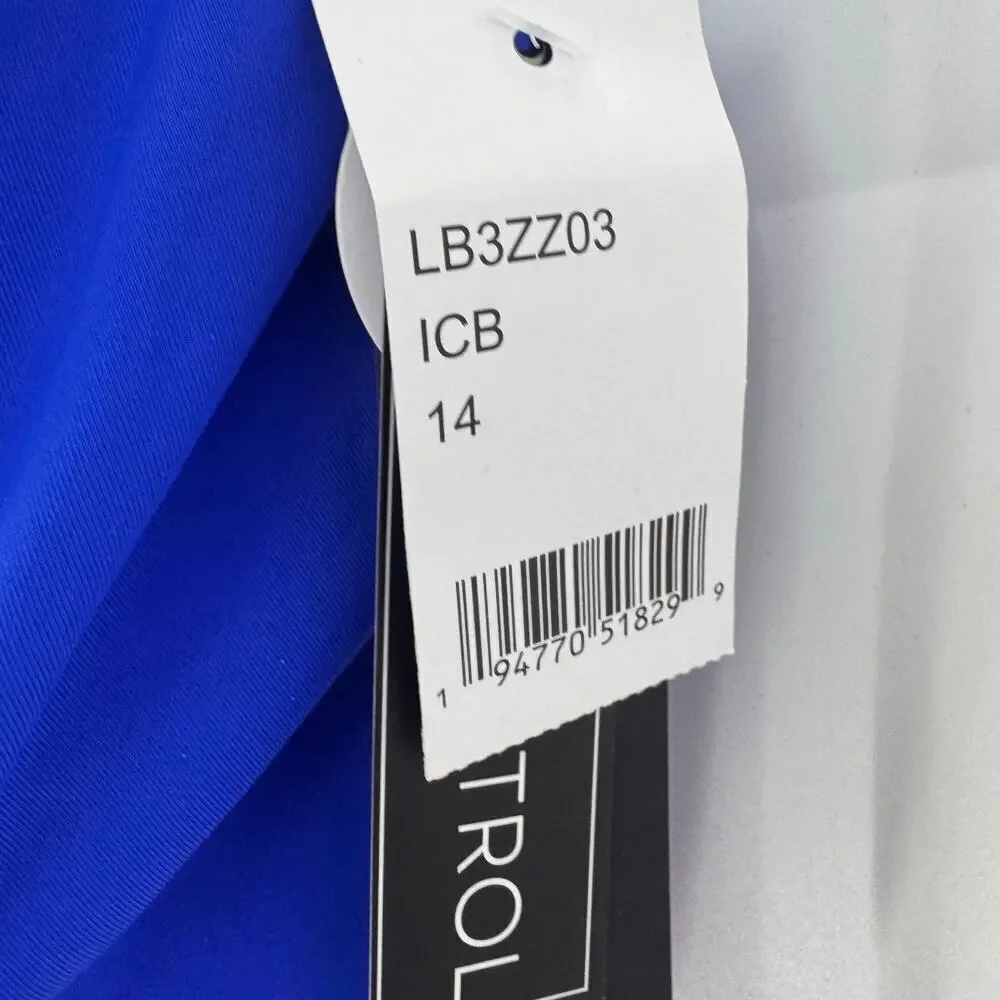 La Blanca Island Goddess Ruched One-Shoulder Swimsuit Ice Blue Size 14 NWT